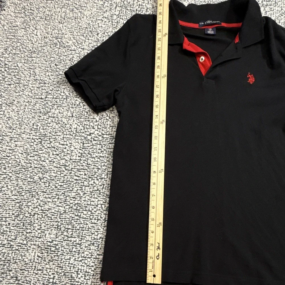 U.S. Polo Assn. Unisex Kids XXL (18) Black/Red Short Sleeve Logo Polo Shirt